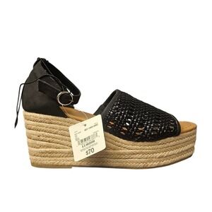 a.n.a Lisa Black Woven Espadrille Wedge Platform Sandals Womens 8.5M New